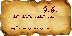 Fördős Györgyi névjegykártya